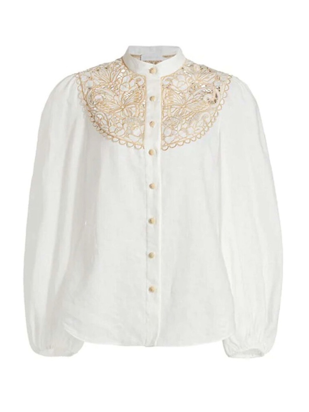 Zimmermann Vital Yoke Embroidered Butterfly Linen Blouse Top Shirt
